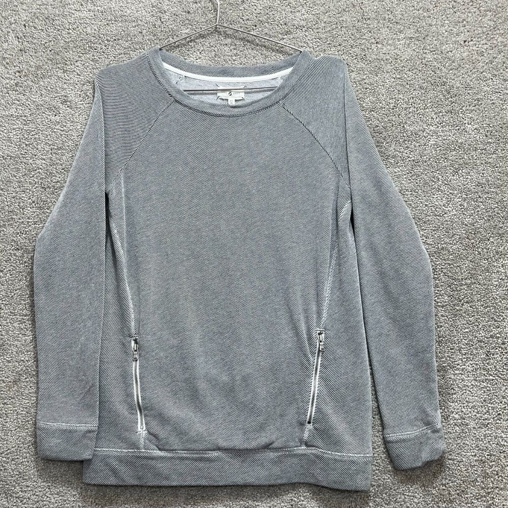 Lou & Grey Women Gray Cotton Long Sleeve Zip Pocket Pullover Sweatshirts Size XS